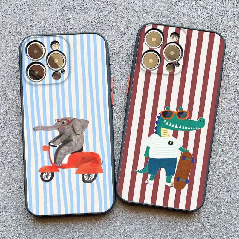 Cute Plaid Animal iPhone Case – Matte Shockproof Phone Cover