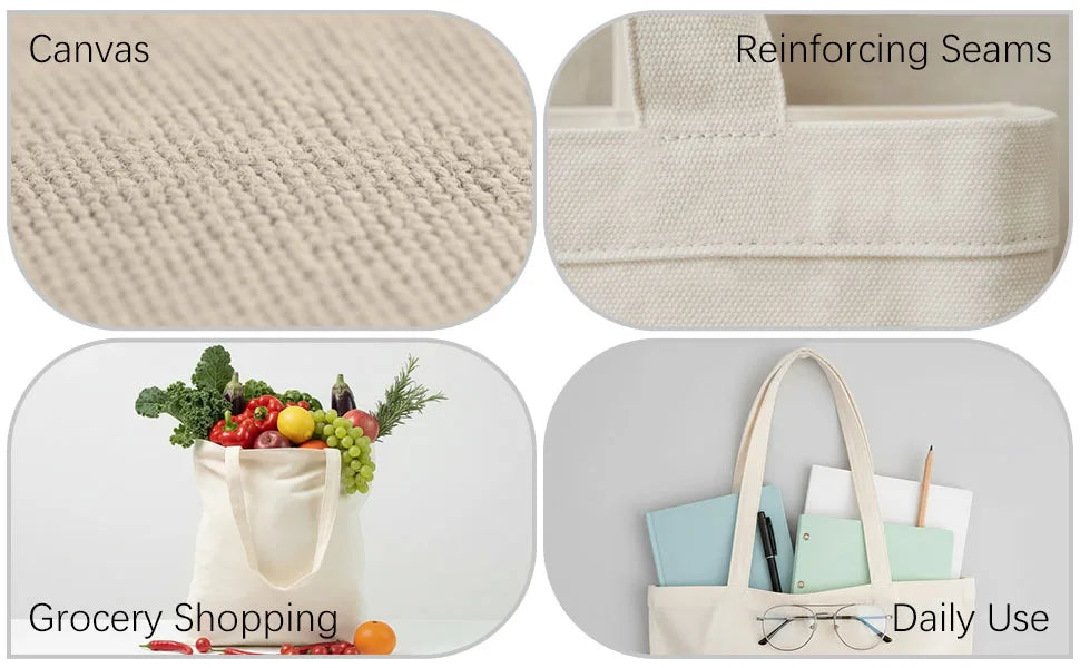 Cute Pet Dog Printed Canvas Tote Bag – Eco-Friendly Large Capacity Handbag for Shopping, Books, Laptop & Essentials