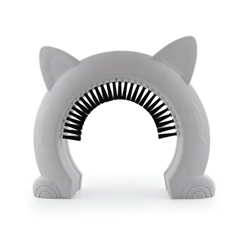 Flap-Free Pet Doorway with Grooming Brush for Cats & Small Dogs