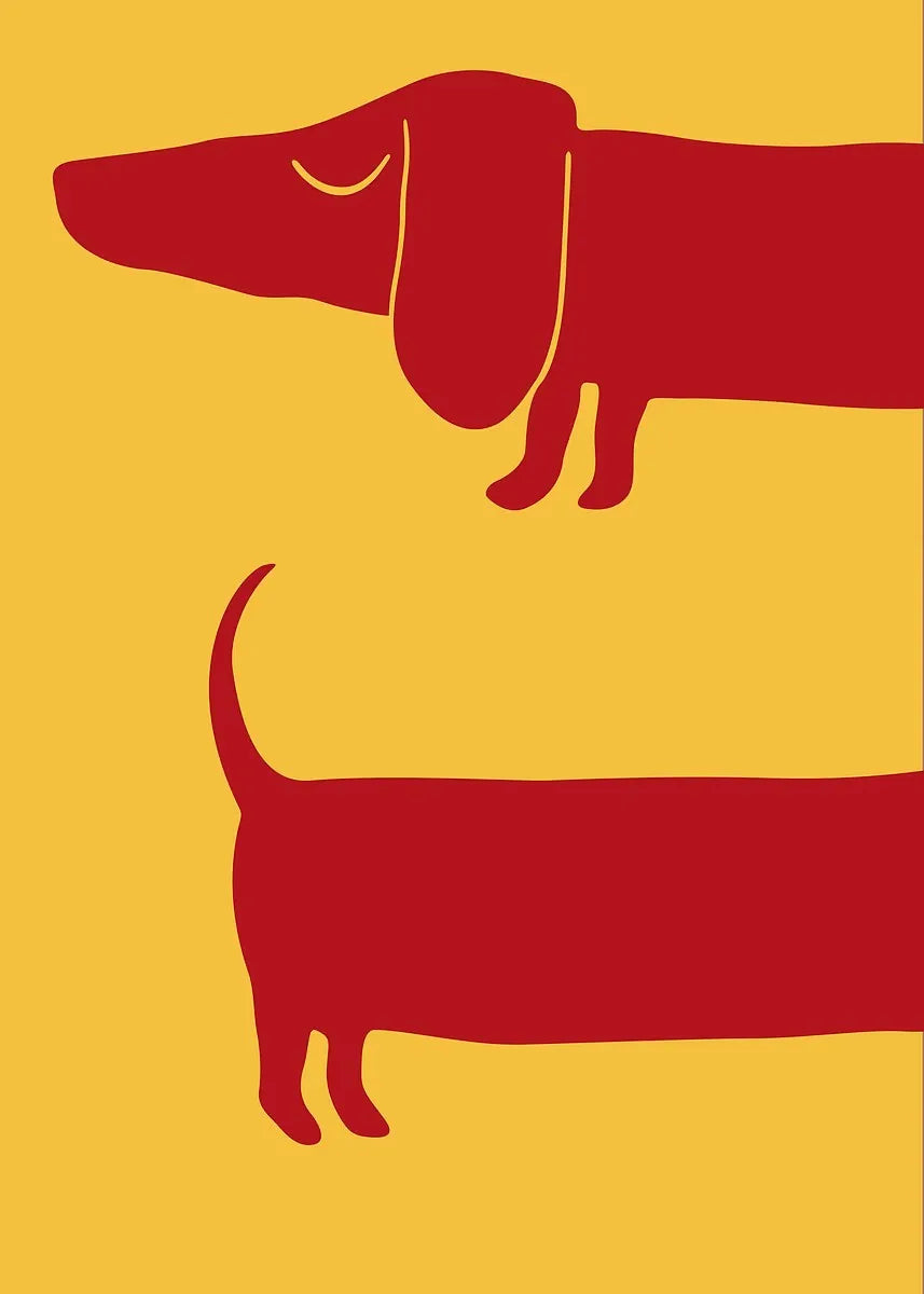 Cartoon Dachshund Dog Canvas Poster – Funny Animal Wall Art Print