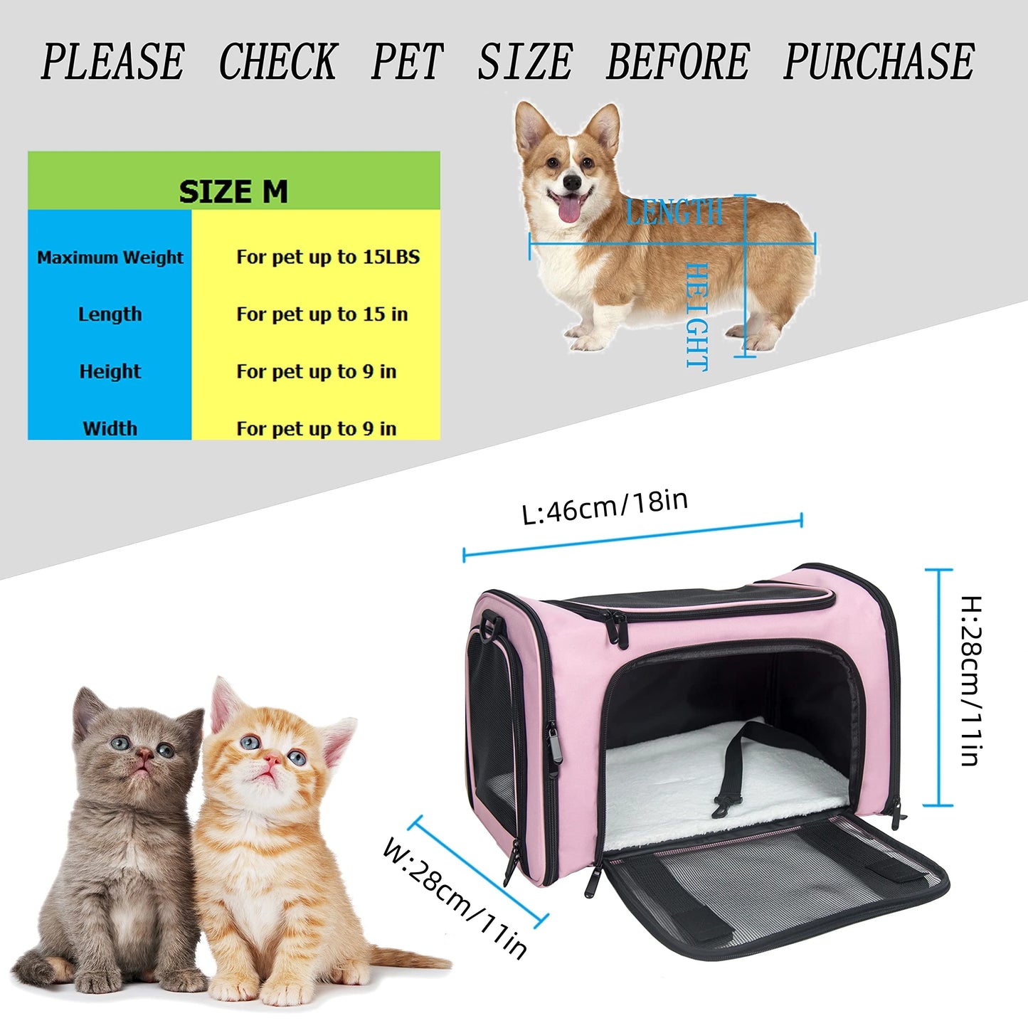 Cat & Dog Travel Carrier – Airline Approved Soft-Sided Pet Carrier