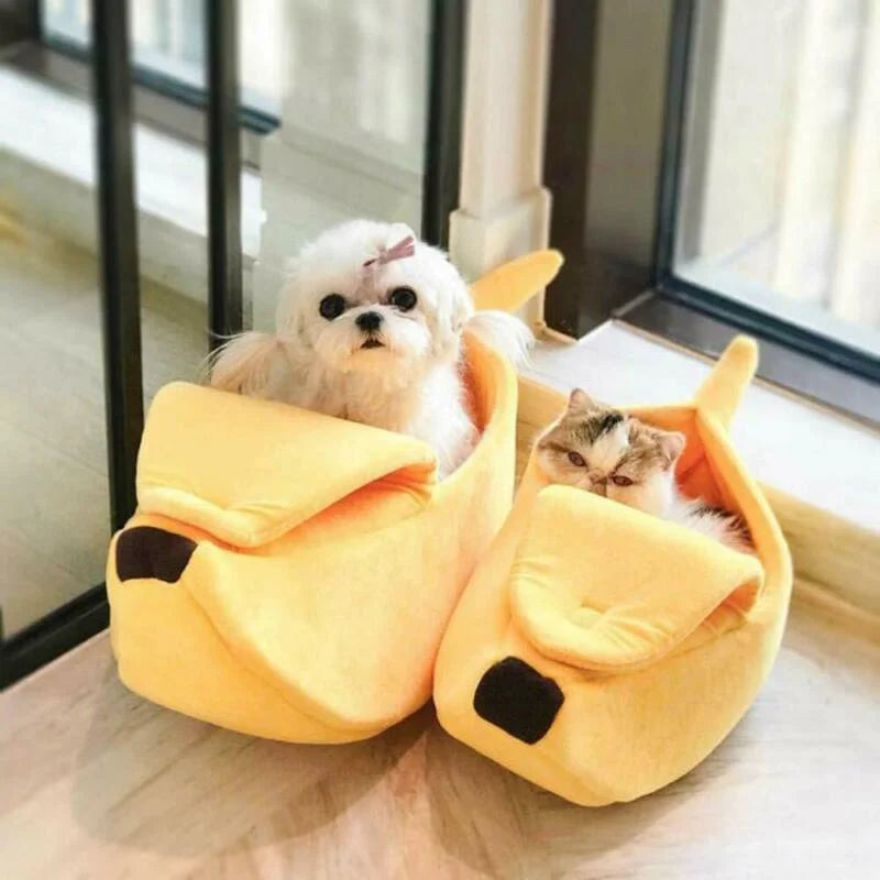 Cute Banana-Shaped Plush Pet House Bed