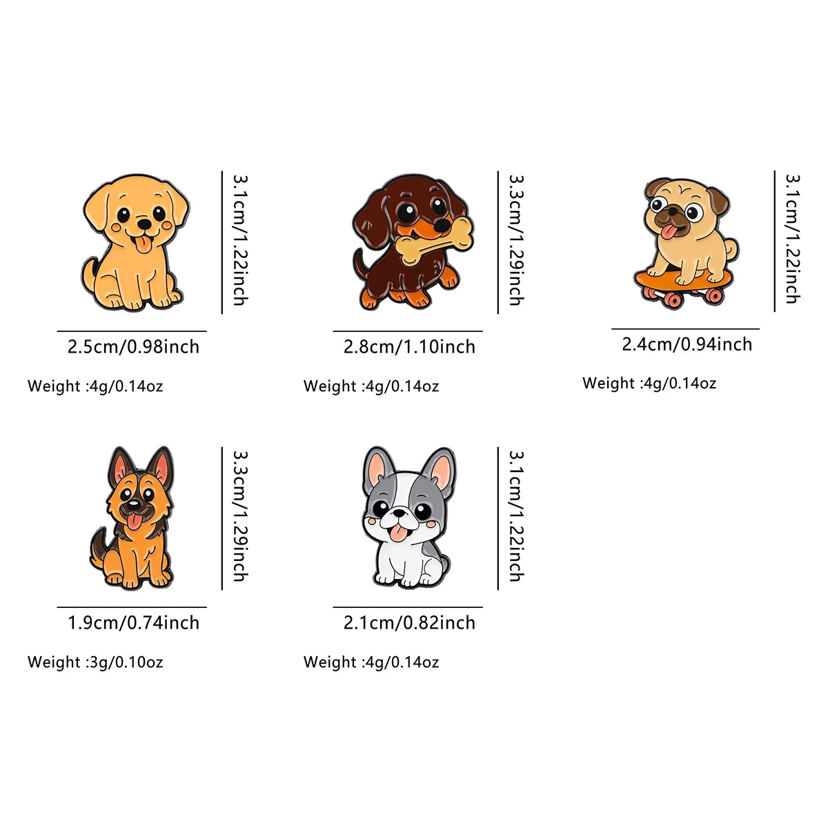 Cute Cartoon Dog Enamel Lapel Pins