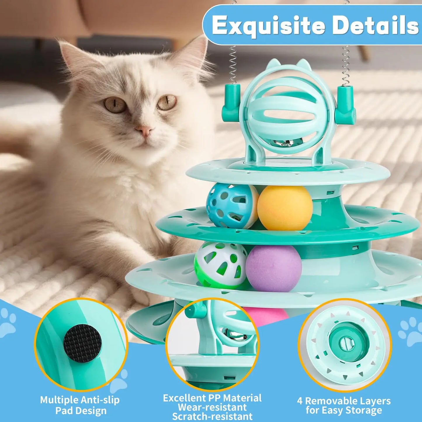 Interactive Puzzle Ball Cat Toy – Turntable & Sound Feature