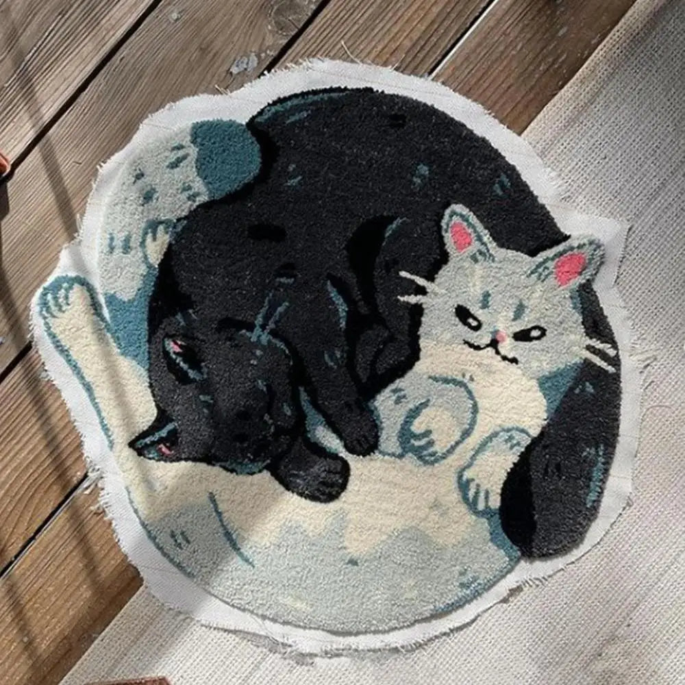 Funny Hugging Cat Bathroom Rug – Water Absorbent Non-Slip Bath Mat, Cute Animal Door Mat for Bathroom & Shower