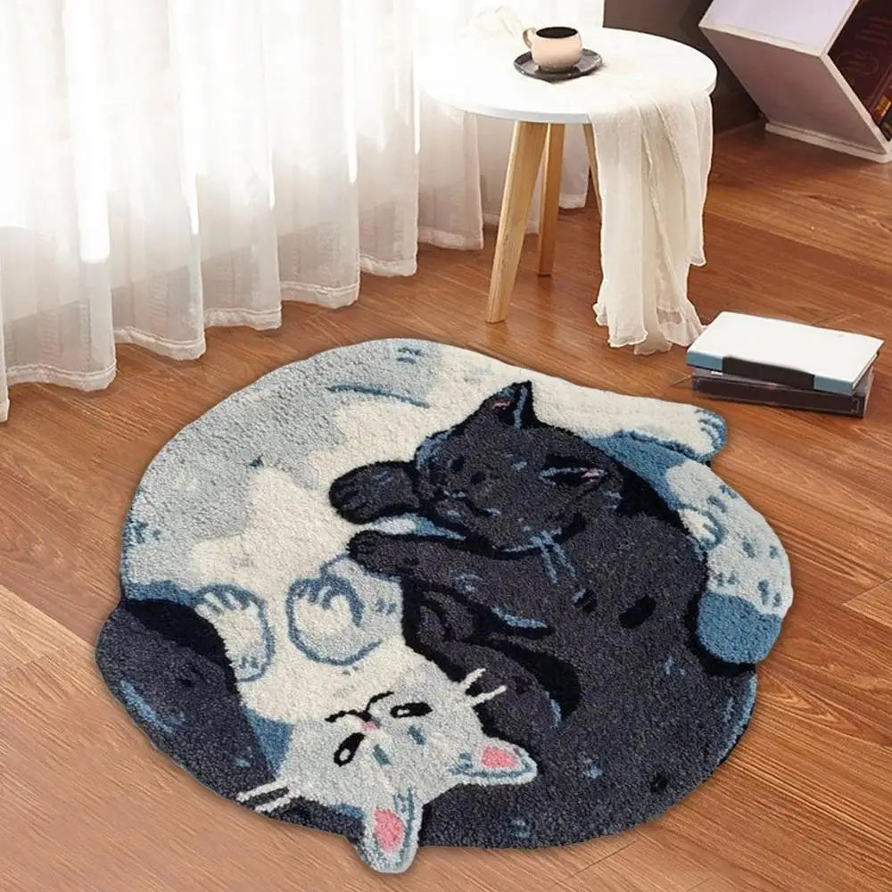 Funny Hugging Cat Bathroom Rug – Water Absorbent Non-Slip Bath Mat, Cute Animal Door Mat for Bathroom & Shower