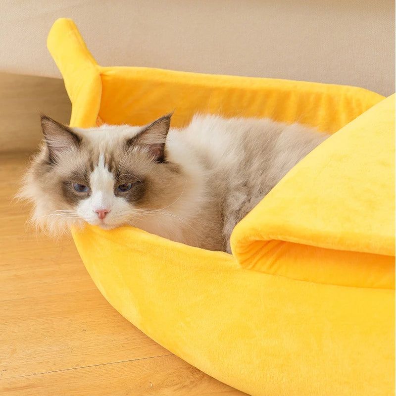 Cute Banana-Shaped Plush Pet House Bed