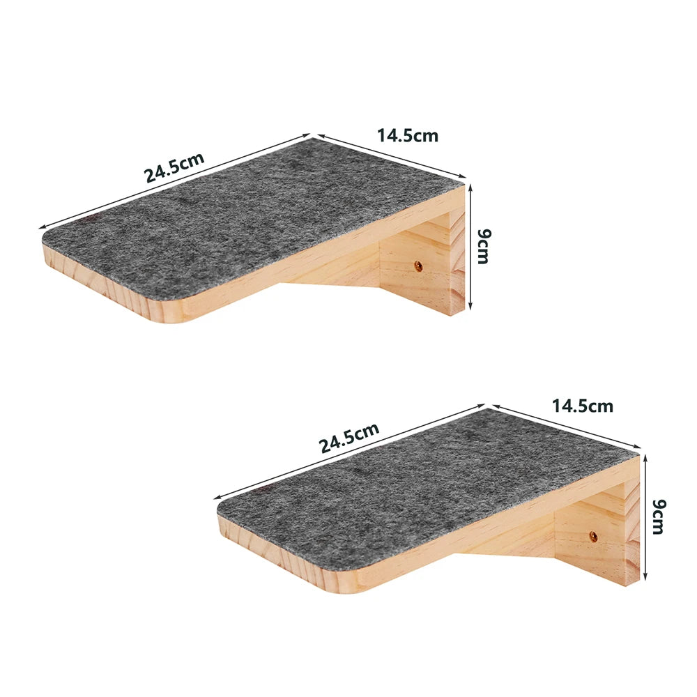 Wall-Mounted Wooden Cat Perch Bed with Scratching & Climbing Function