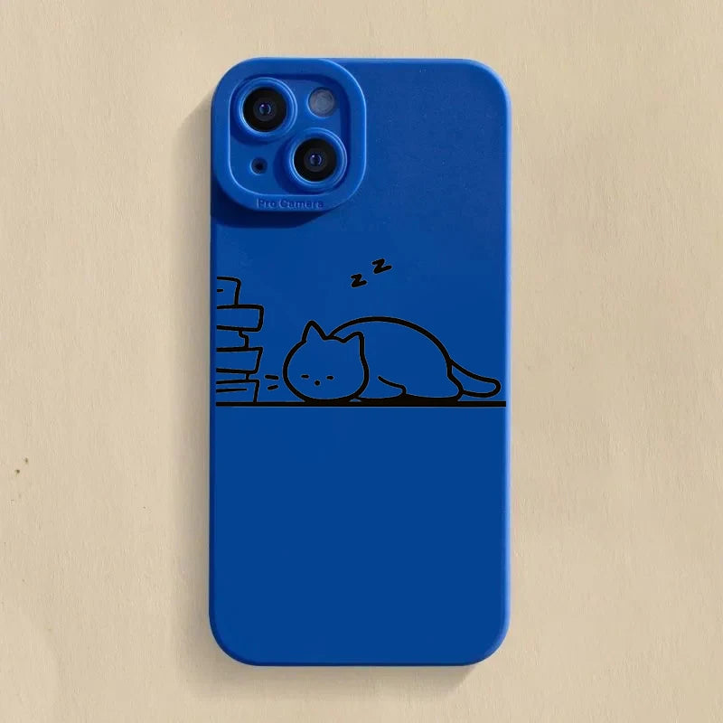 Funny Cat Couple iPhone Case – Cartoon Animal Shockproof Silicone Cover