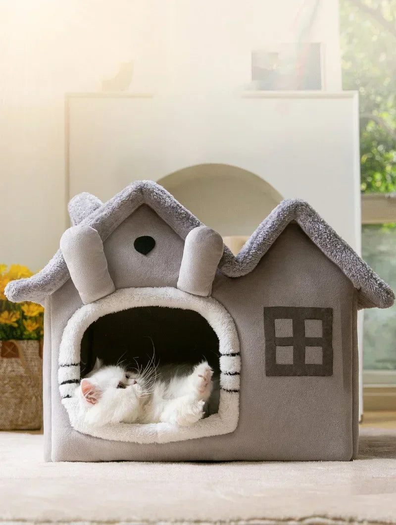 Soft Enclosed Pet House Bed with Removable Cover