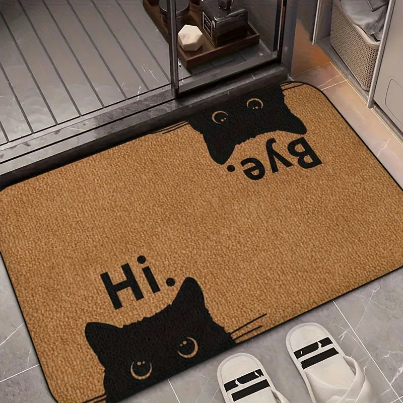 Funny Cat Hi & Goodbye Doormat –  Cat Face Entrance Mat