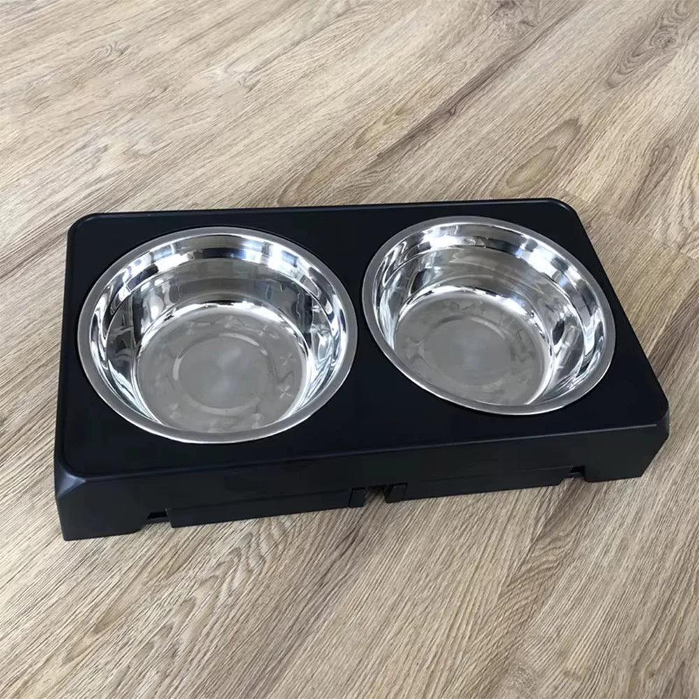 Adjustable Elevated Dog Feeder with Double Stainless Steel Bowls – Small to Large Dogs