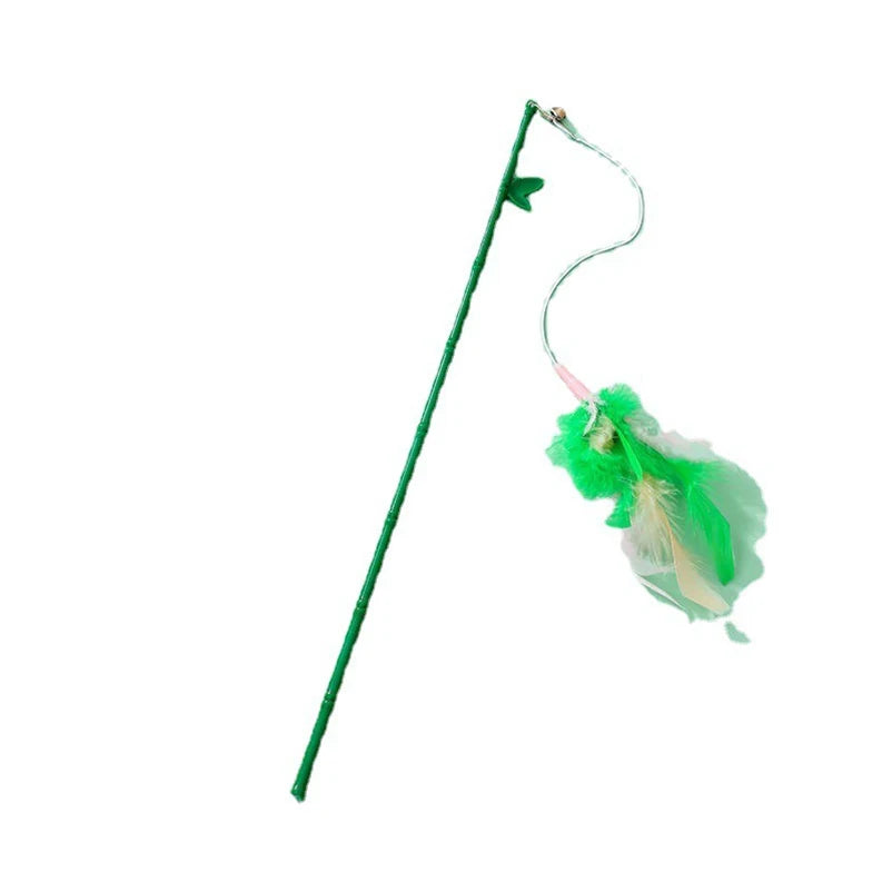 Interactive Cat Feather Wand Toy with Suction Cup & Replacement Feathers