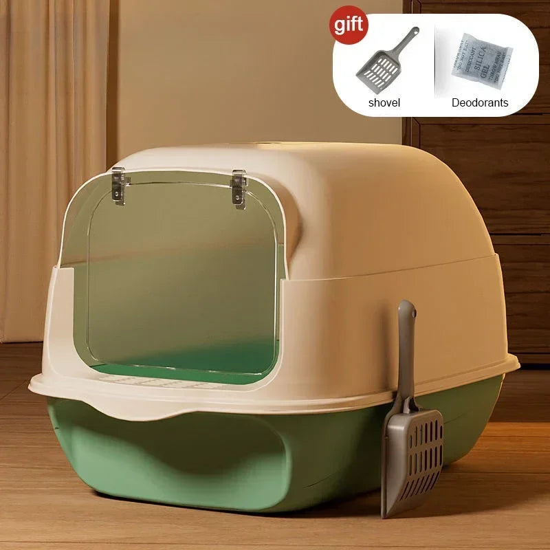 Fully Enclosed Large Cat Litter Box with Removable Top