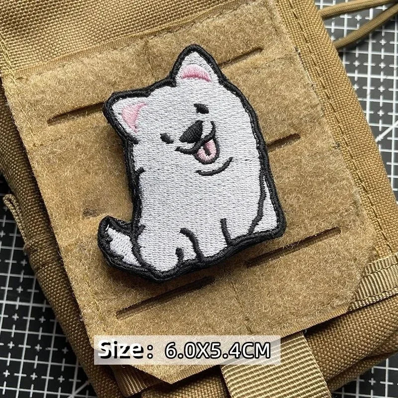 Cartoon Dog Morality Badge – Husky, Akita, Shibuya Embroidered Hook & Loop Patch for Clothing, Bags, Shoes, Hats & DIY