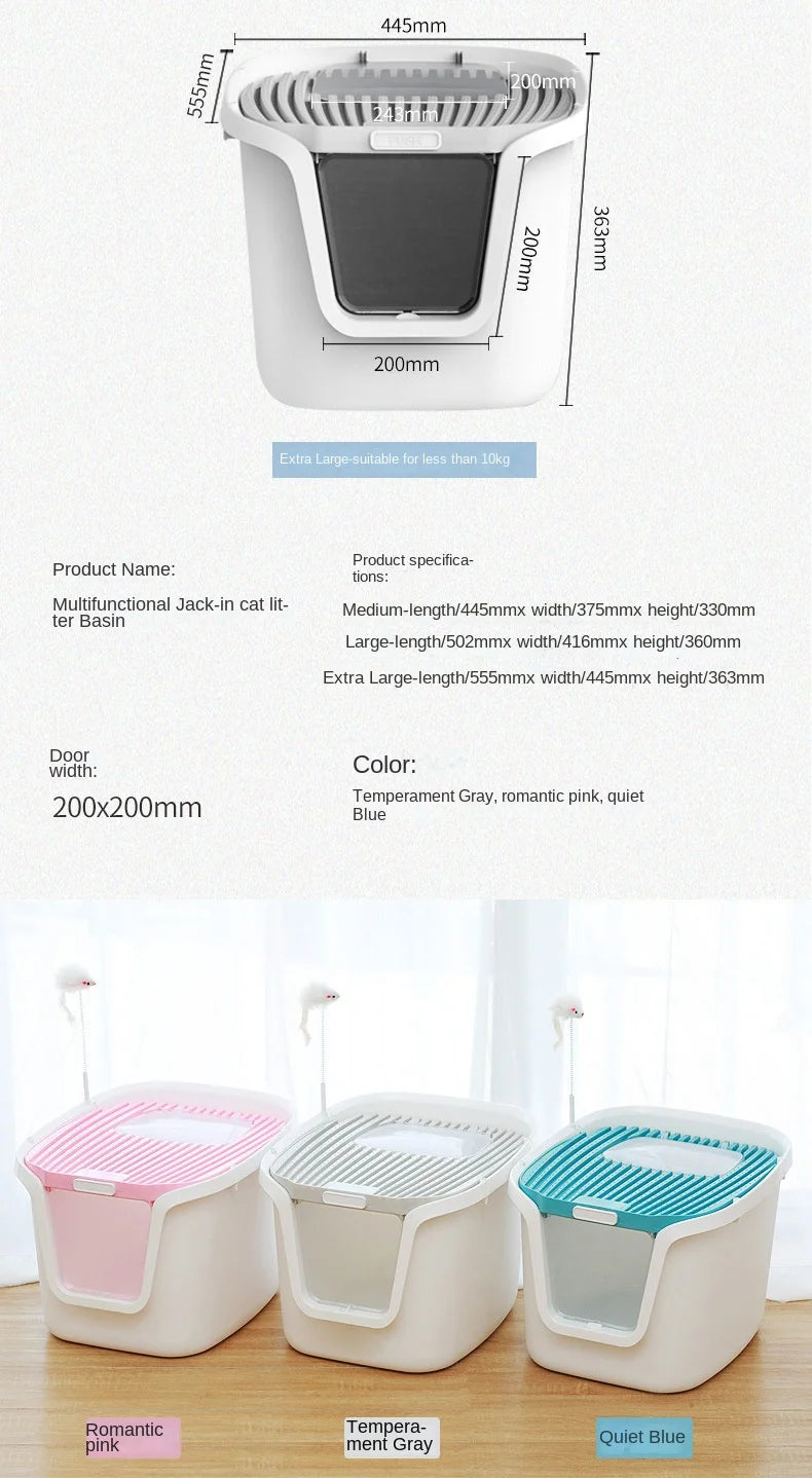 Extra-Large Enclosed Cat Litter Box with Lift-Up Cover