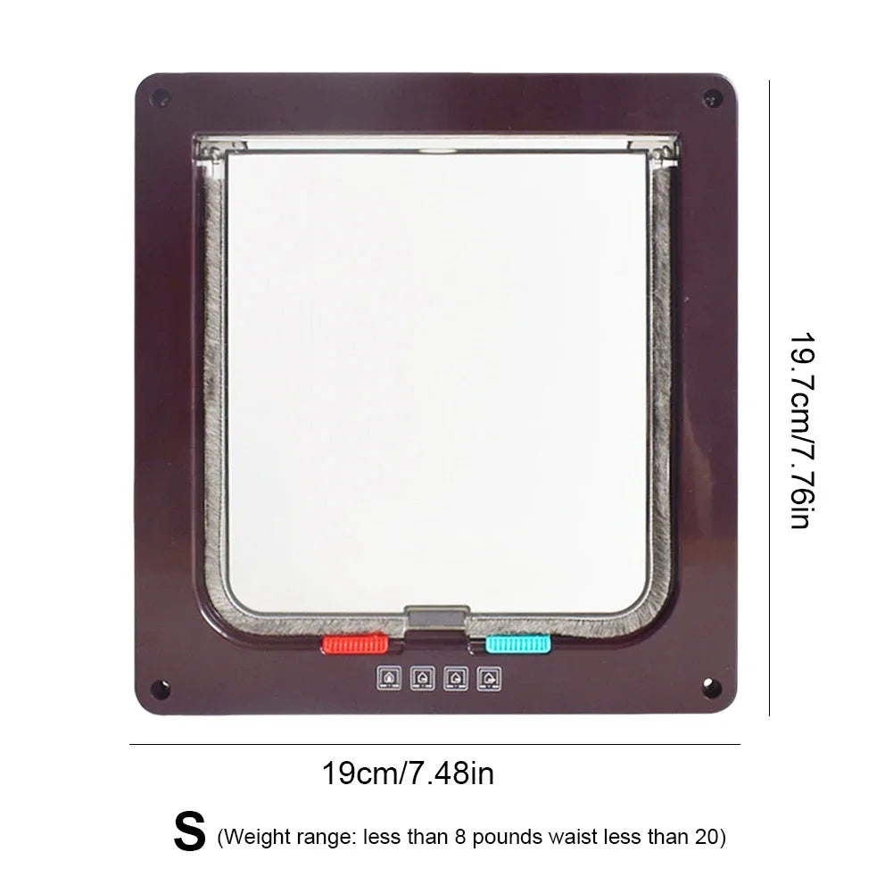 Dog & Cat Flap Door with 4-Way Security Lock – Transparent ABS Plastic Pet Gate