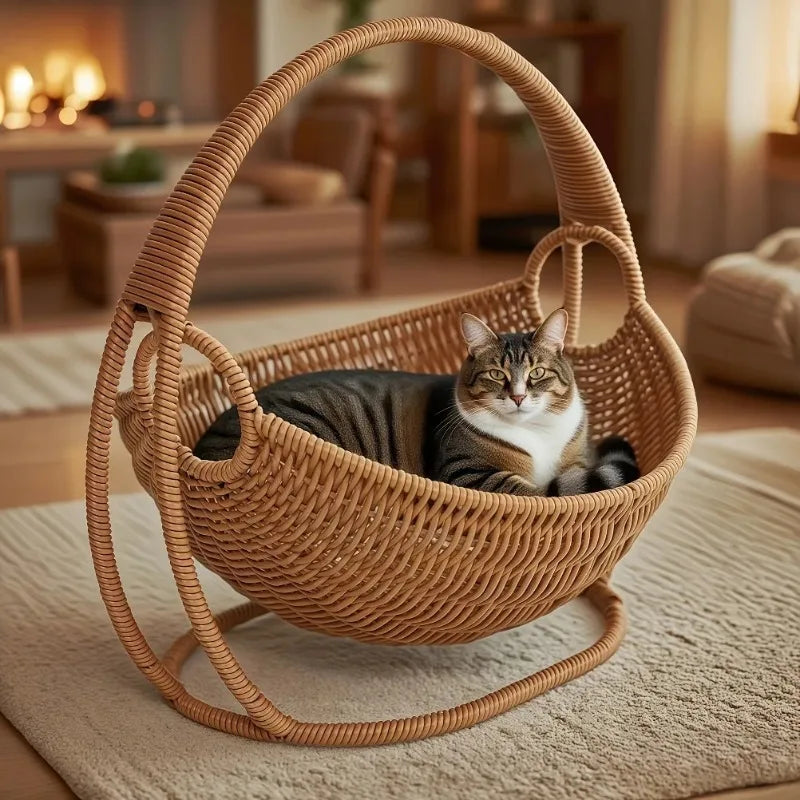 Indoor Hanging Cat Hammock Bed with Support Bracket