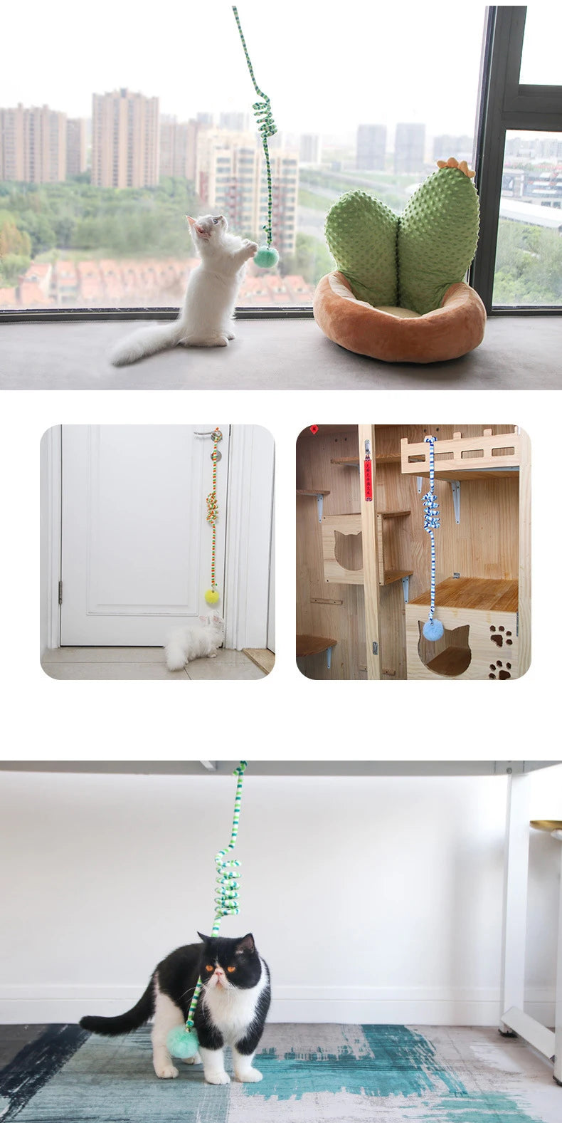 Interactive Hanging Cat Toy with Elastic Rope & Bell