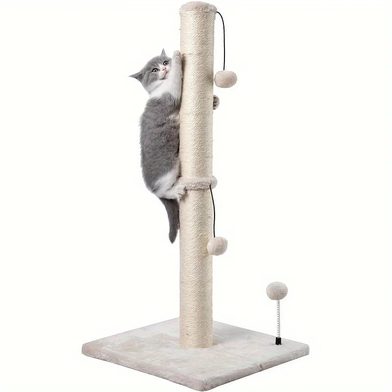 34-Inch Tall Sisal Cat Scratching Post with Hanging Toy