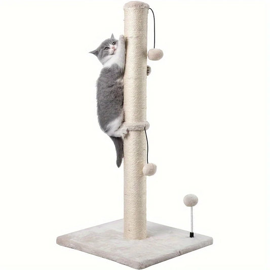 34-Inch Tall Sisal Cat Scratching Post with Hanging Toy