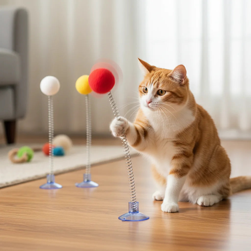 Cat Spring Yarn Ball Toy – High Elastic Interactive Play Balls
