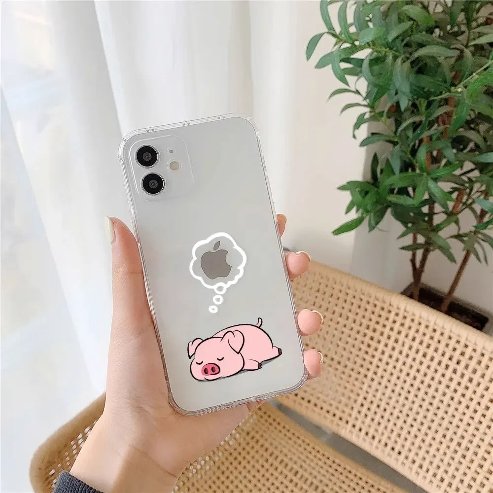 Funny Animal Couple iPhone Case – Cute Panda & Sloth Clear Phone Cover