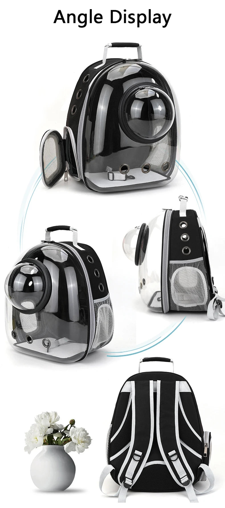 Pet Cat & Small Dog Carrying Backpack – Breathable Transparent Space Capsule Carrier for Travel, Hiking, and Daily Walks