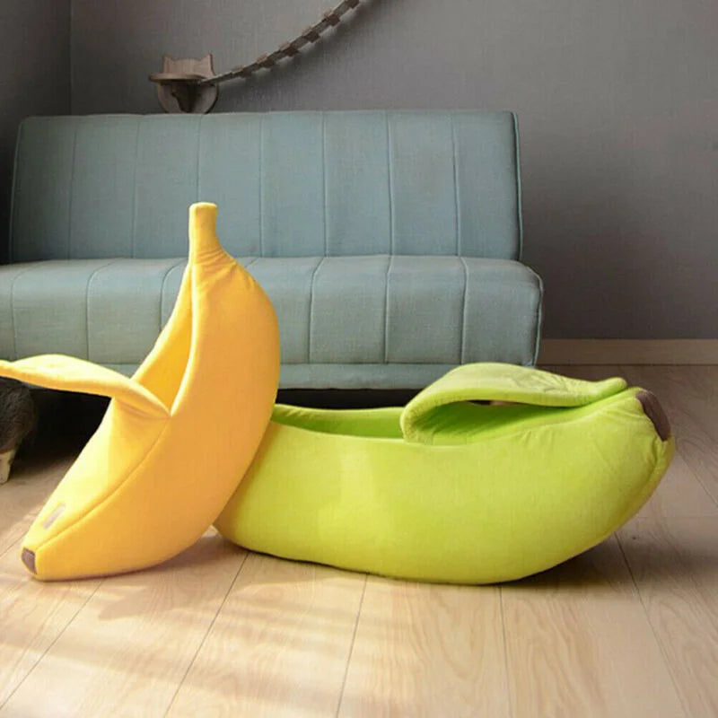 Cute Banana-Shaped Plush Pet House Bed