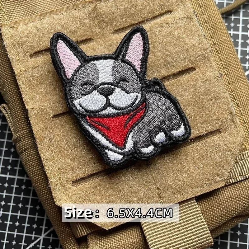 Cartoon Dog Morality Badge – Husky, Akita, Shibuya Embroidered Hook & Loop Patch for Clothing, Bags, Shoes, Hats & DIY