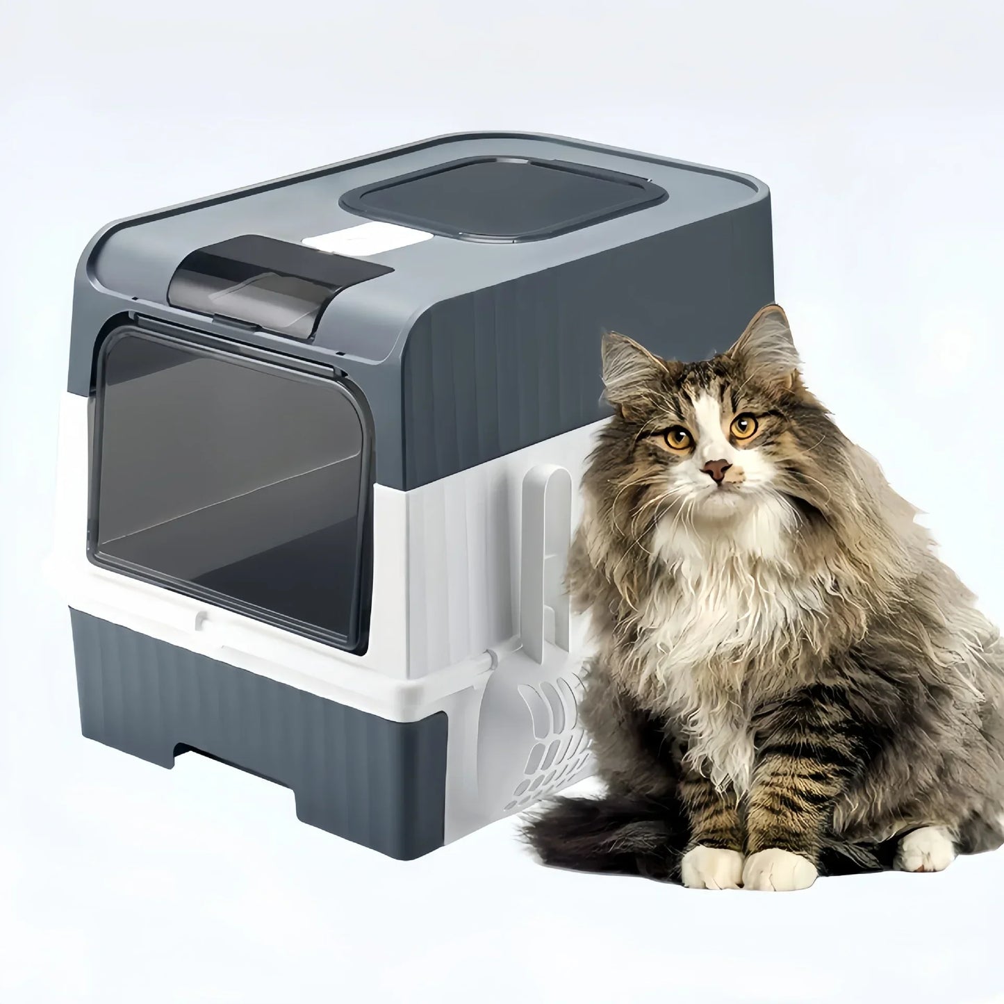 Large Enclosed Cat Litter Box with Pull-Out Drawer