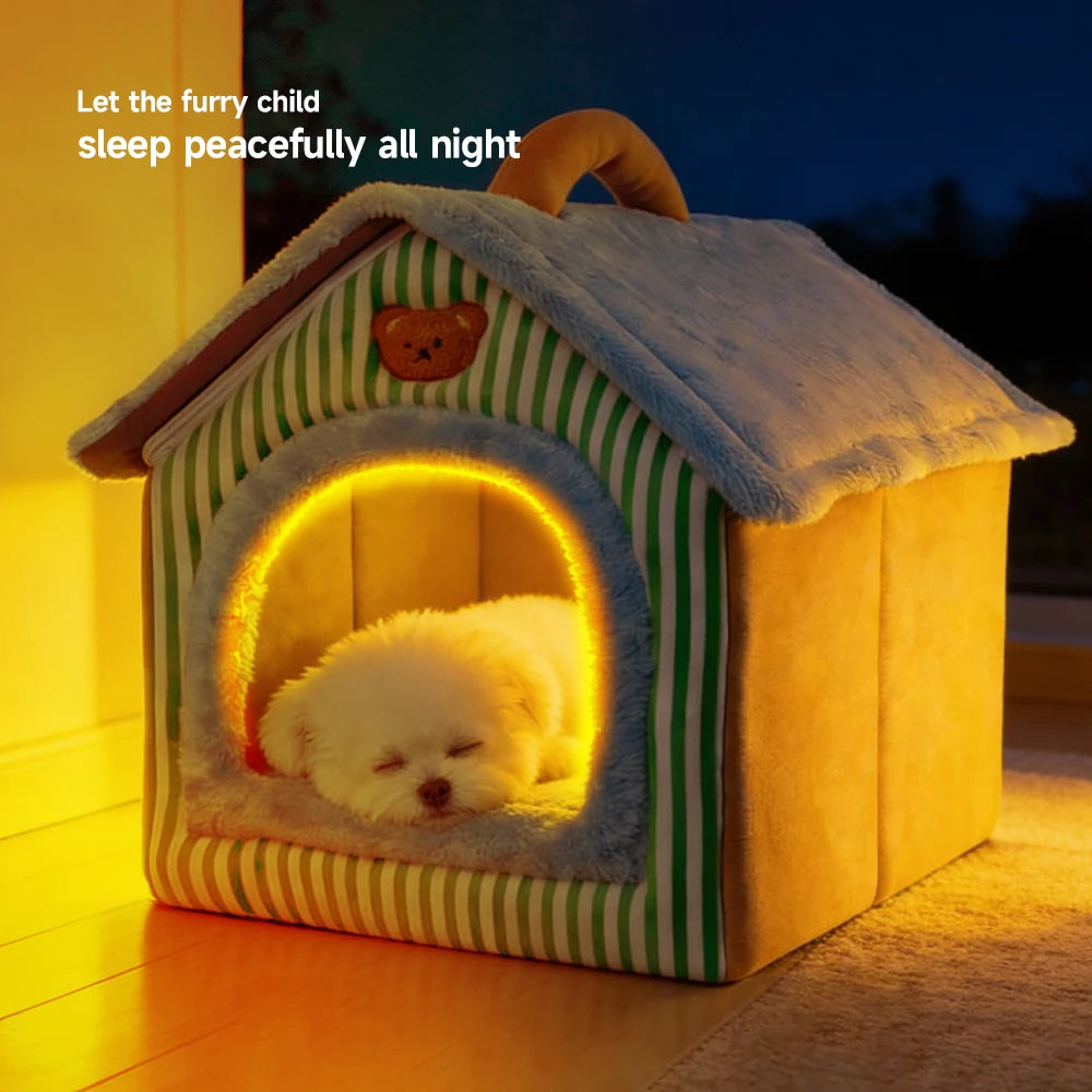 Faltbares Katzenhaus – Höhlenartiges Haustierbett für Katzen und kleine Hunde, abnehmbar und waschbar