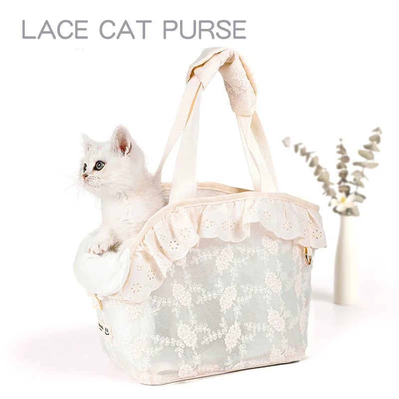 Breathable Lace Pet Carrier Bag with Safety Buckle