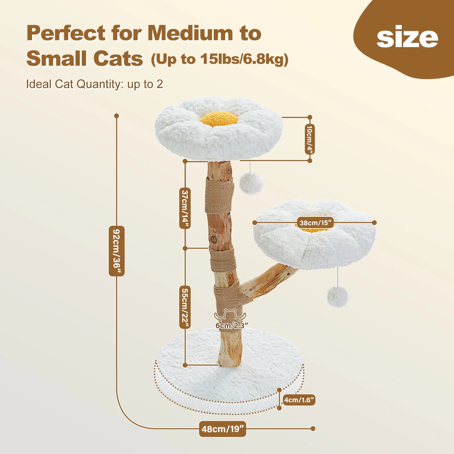 Flower-Shaped Modern Cat Tree with 2 Perches – Indoor Climbing Tower & Scratching Post  📂 Category