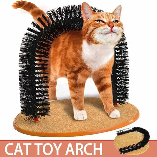Self-Grooming Cat Arch with Massage Brush & Scratching Pad