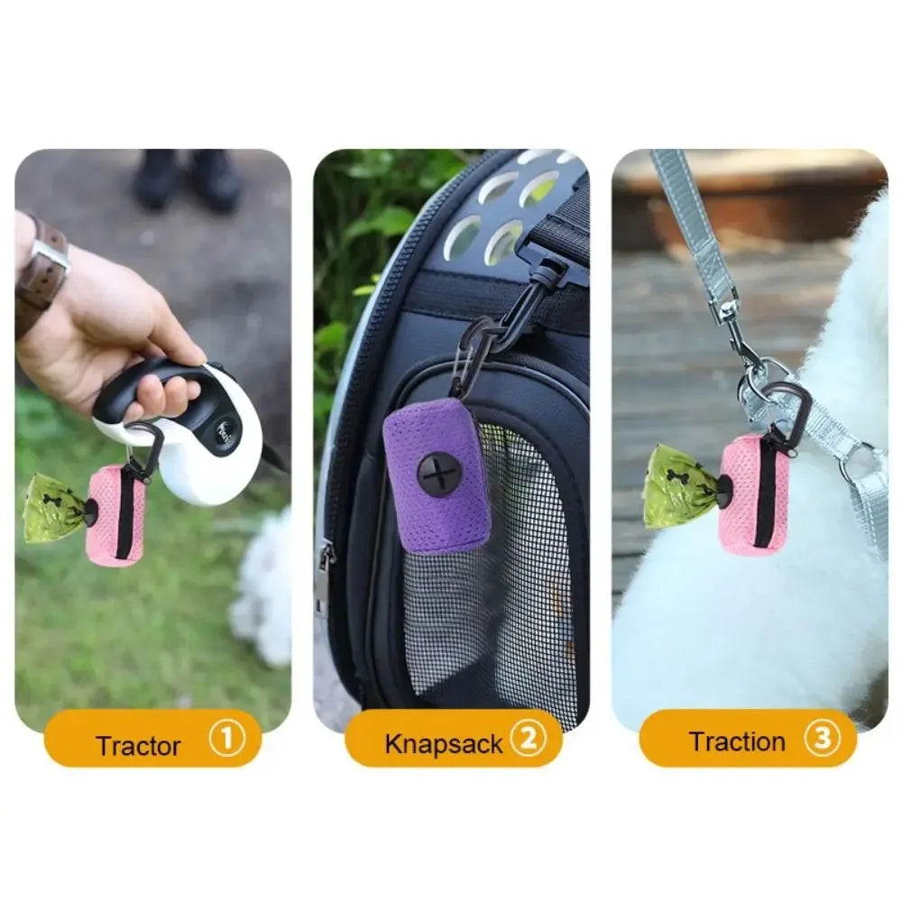 Portable Mesh Dog Poo Bags Dispenser with Buckle