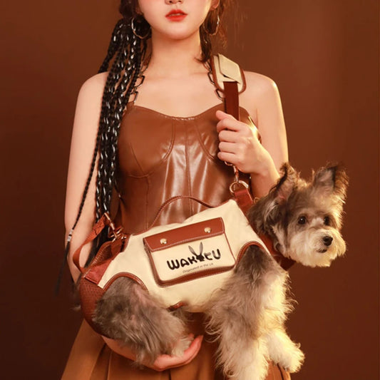 Breathable Canvas Pet Sling Carrier for Dogs & Cats