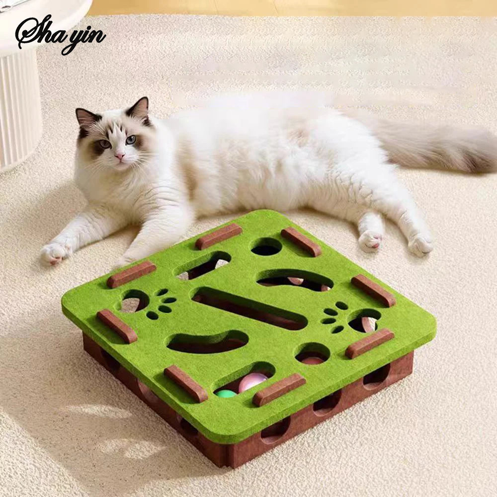 Interactive Puzzle Cat Toy – Felt Maze & Digging Box