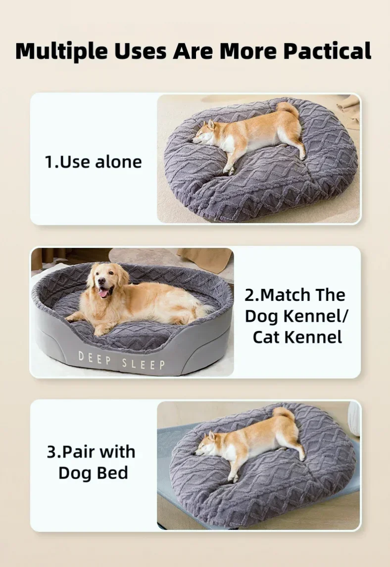 Dog & Cat Bed – Thick Plush Pet Nest, Removable Cover, PP Cotton