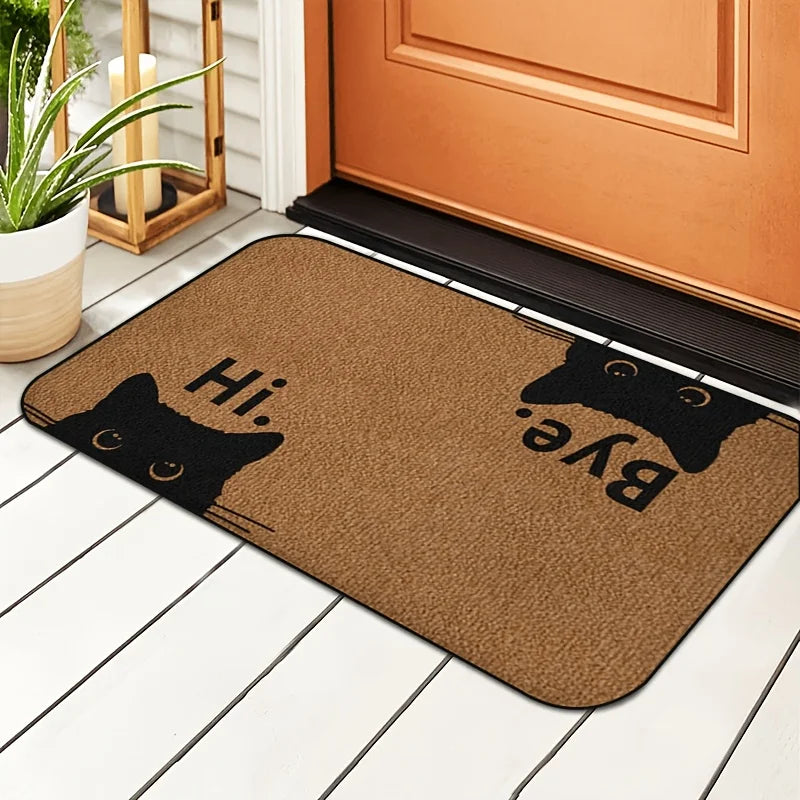 Funny Cat Hi & Goodbye Doormat –  Cat Face Entrance Mat