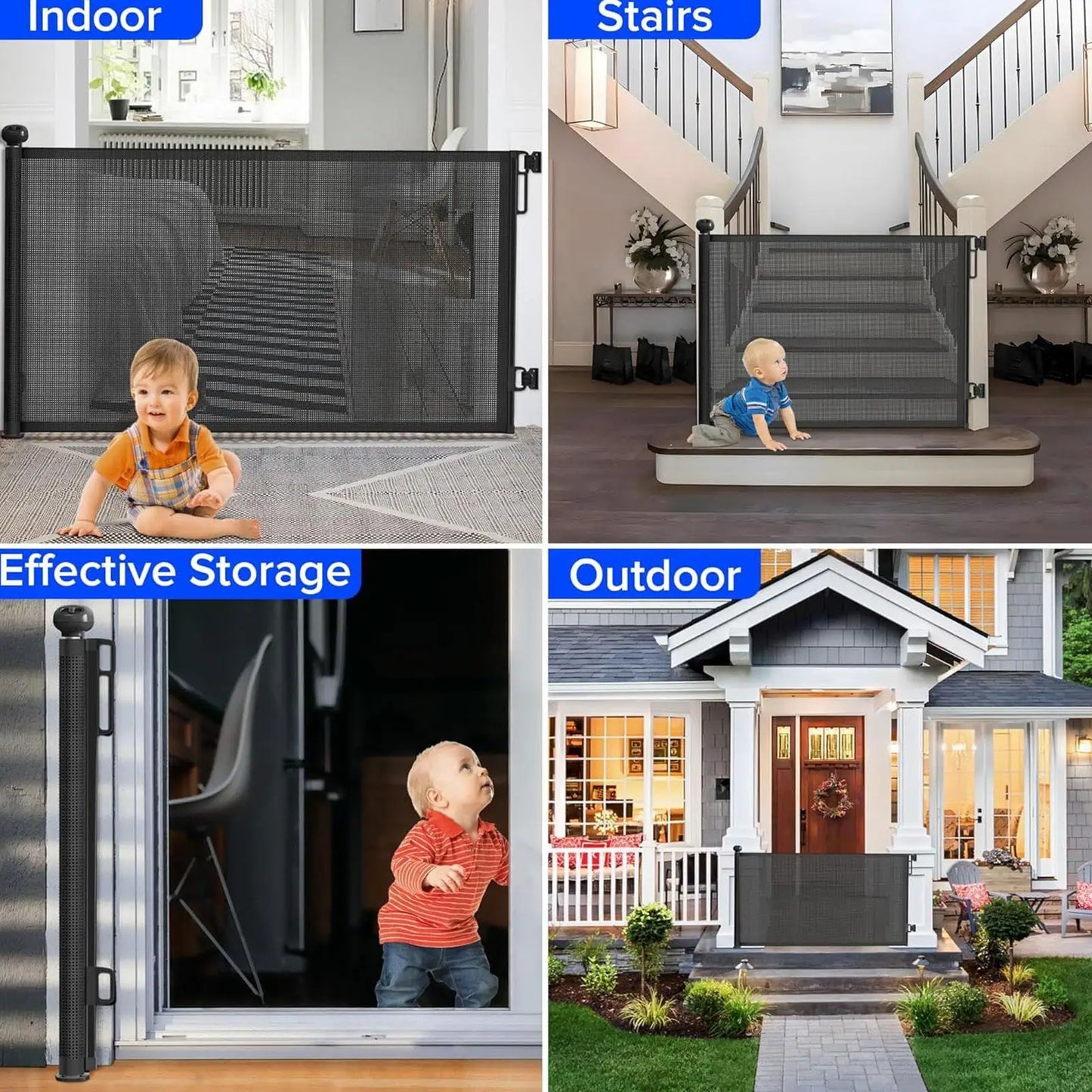 Retractable Pet Mesh Safety Gate for Dogs, Cats & Kids