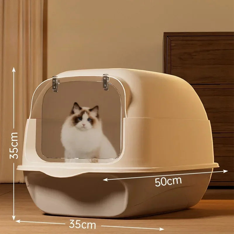 Fully Enclosed Large Cat Litter Box with Removable Top
