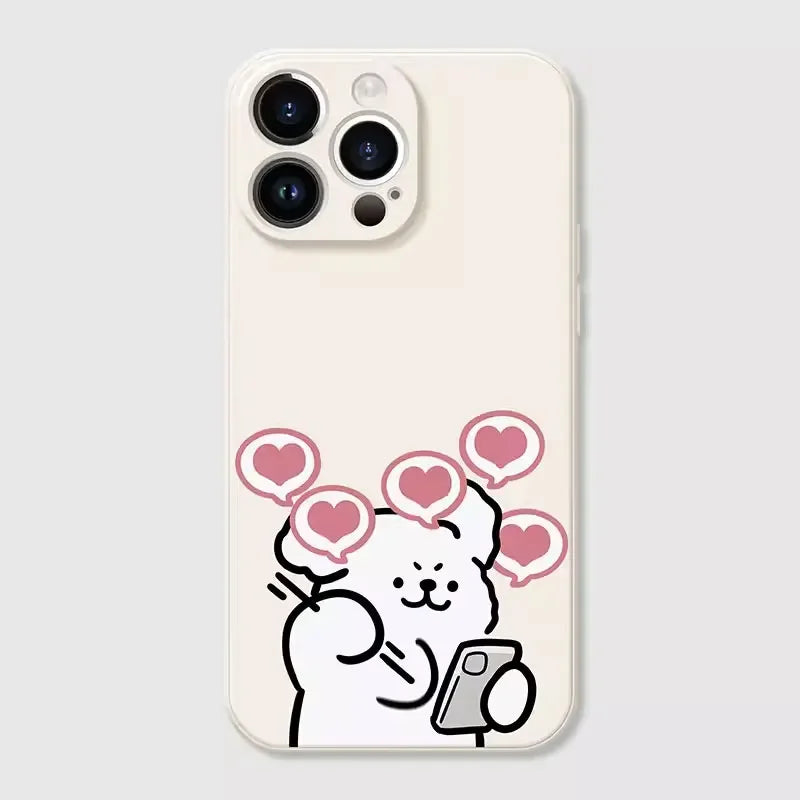 Funny Dog Couple iPhone Case – Cartoon Animal Shockproof Full Cover