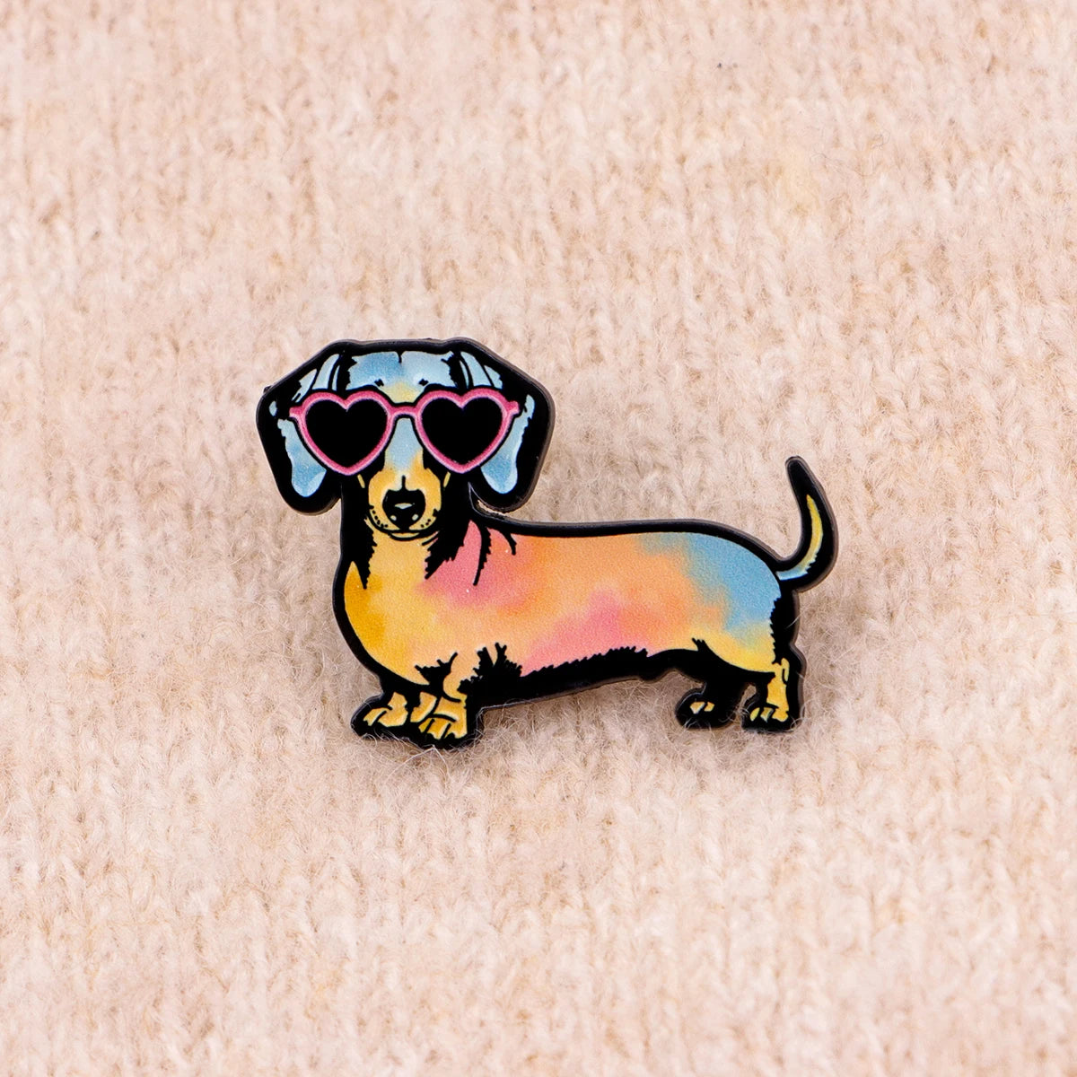 Cute Cartoon Dachshund Enamel Lapel Pin