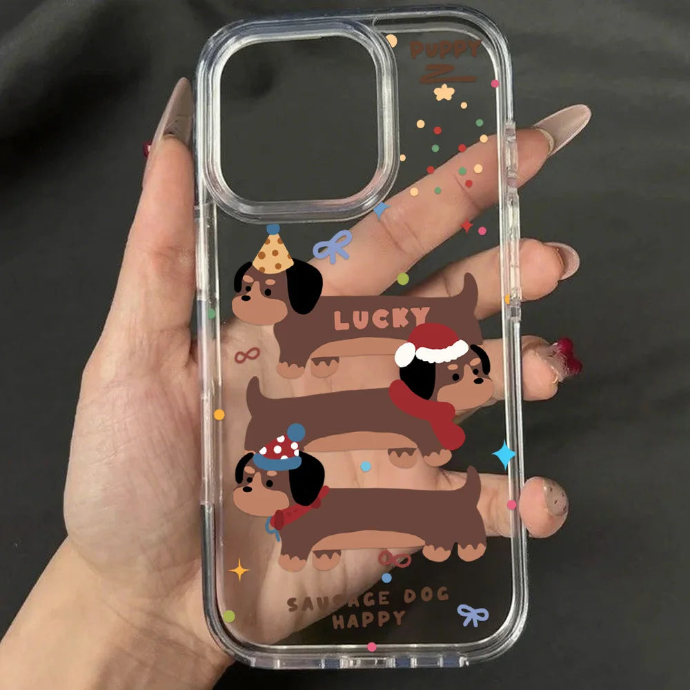 Cute Line Cat iPhone Case – Transparent Acrylic Shockproof Phone Cover