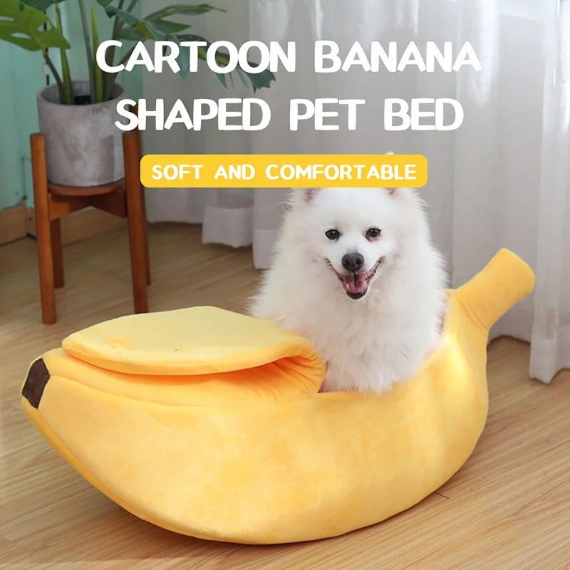 Cute Banana-Shaped Plush Pet House Bed
