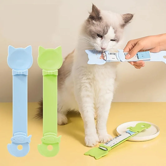 Cat Strip Feeder Spoon with Long Handle for Lickable Wet Food