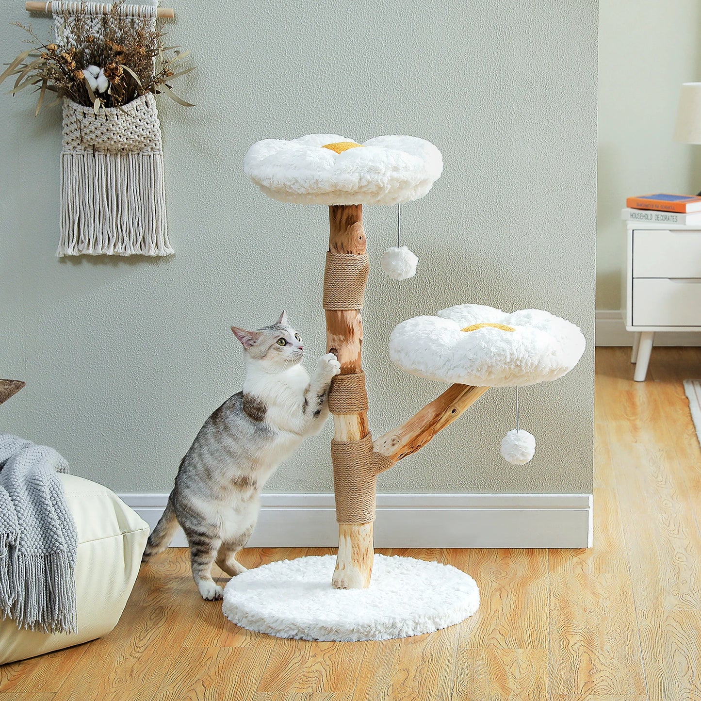 Flower-Shaped Modern Cat Tree with 2 Perches – Indoor Climbing Tower & Scratching Post  📂 Category
