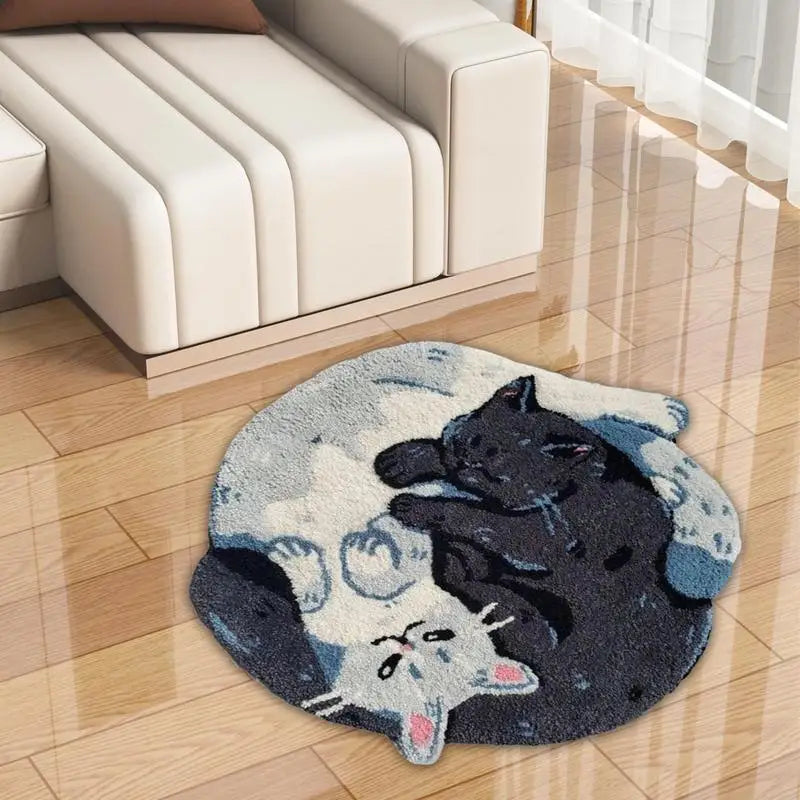 Funny Hugging Cat Bathroom Rug – Water Absorbent Non-Slip Bath Mat, Cute Animal Door Mat for Bathroom & Shower