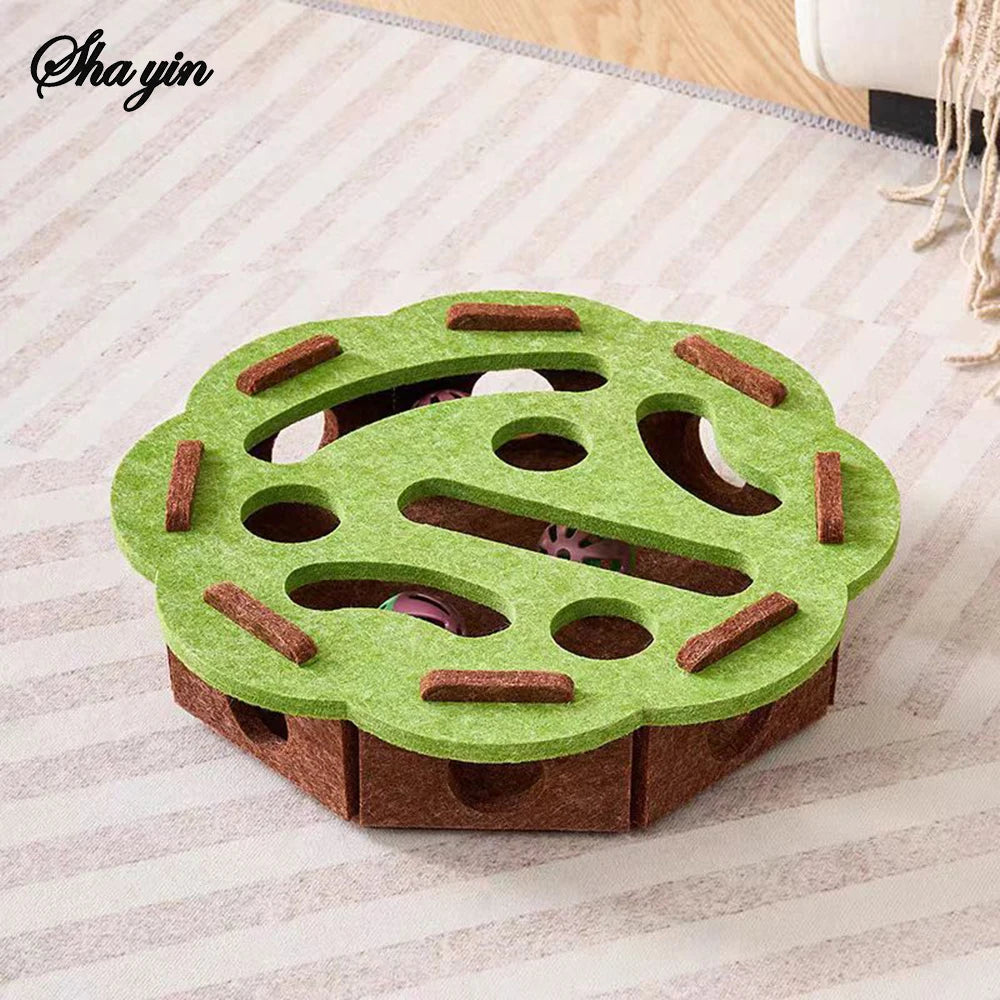 Interactive Puzzle Cat Toy – Felt Maze & Digging Box